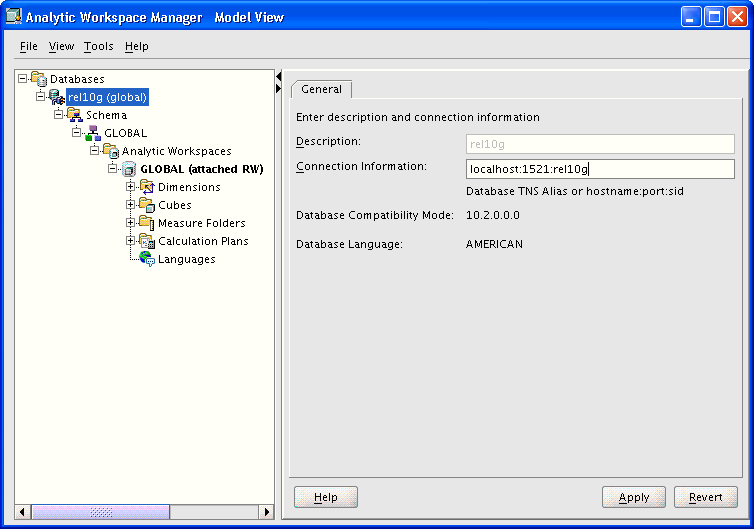 Database connection property sheet